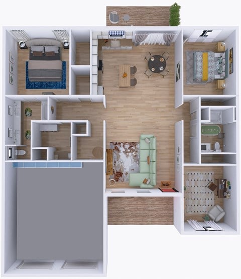 Floor plan for 3 beds, 2 baths, 1632 sqft